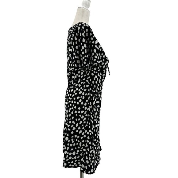 NWT Loft Polka Dot Black White Flutter Sleeve Short Dress Womens Small - Picture 4 of 7